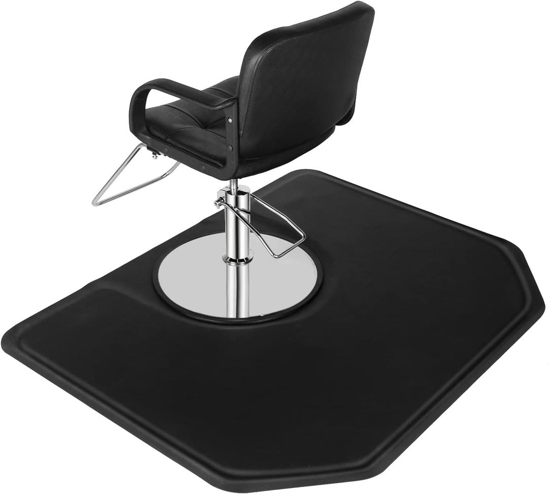 OmySalon 4'x5' - 1/2'' Thick Salon Anti Fatigue Mat for Hairstylist Standing, Barber Floor Matt with Circle Cut Out for Styling Chair, Hair Cutting Hairdressing Equipment, 4'x5'x1/2'' Black