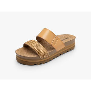 DREAM PAIRS Women's Platform Wedge Sandals with Arch Support, Comfortable Beach Slip-on Flat Sandals, Casual 2-Strap Cork Cushion Slides for Women, 8
