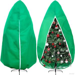 Upright Christmas Tree Storage Bag, Tapered Christmas Tree Cover for 7.5 FT Artificial Tree Standing with Ornaments, Tear Resistant Holiday Assembled Xmas Tree Bag with Zipper and Drawstring (Green)