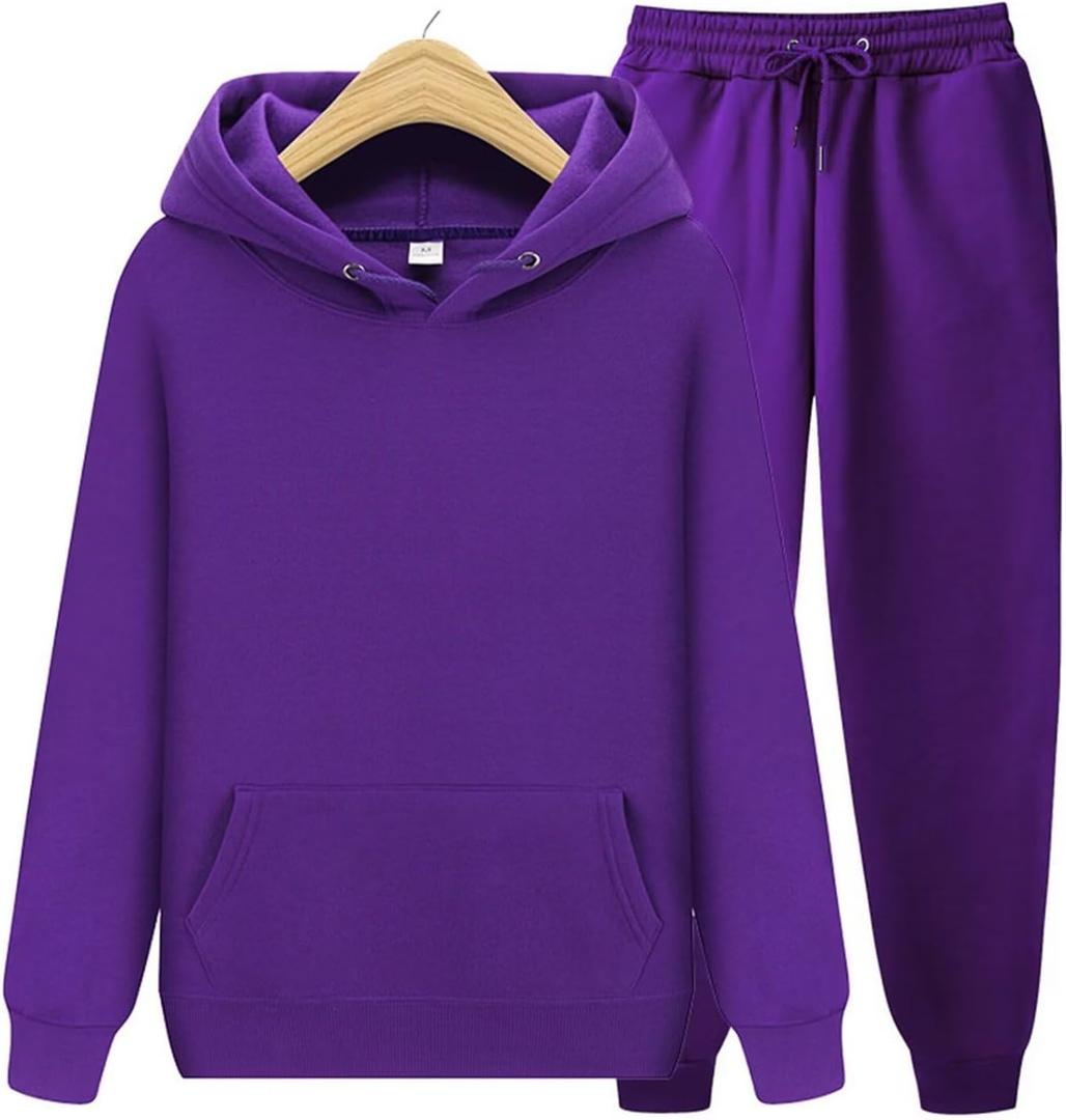 CHAIRAY Women's Hoodie Tracksuit Sweatsuits for Mens Set 2 Piece Hooded Sweatshirts and Sweatpant Sets Jogger Sweatsuit (Purple)