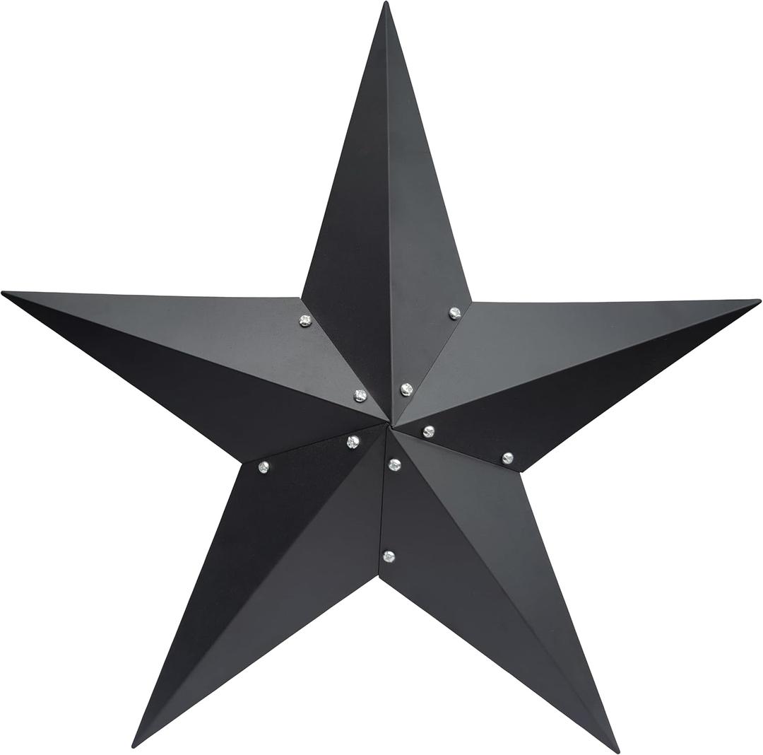 Qobumy 24" Rustic Metal Large Barn Star Wall Decor- Handmade Black Barn Stars Indoor or Outdoor Decoration,Star for Outside Texas Stars Art Vintage Western Country Home Farmhouse Wall art Dcor.