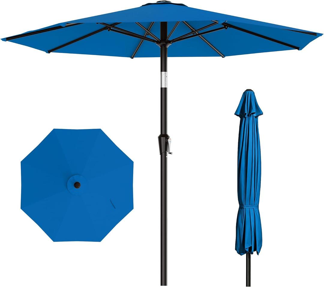 AreShark 10 FT Outdoor Patio Umbrella, Patio Table Umbrella with Push Button Tilt and Crank, Outdoor Patio Umbrellas with 8 Fiberglass Ribs, Patio Umbrellas for Market, Garden, Pool (Royal Blue)