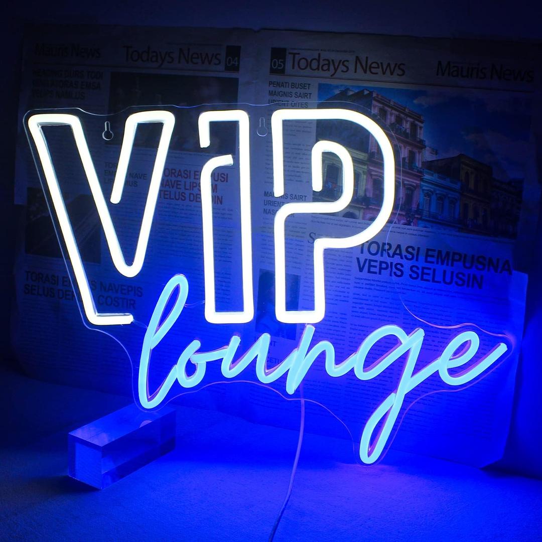VIP Lounge Neon Signs for Wall Decor, VIP Neon Lights Signs for Room Decor, Led Light Up Sign with USB Powered for Bar, Hotel, Cafe, VIP Room, Home Decoration