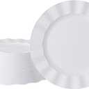 NZVCN 72 Pack White Plastic Plates, 10" Disposable Wave Dinner Plates Elegant Heavy Duty Serving Dishes for Party, Wedding, Thanksgiving, Christmas