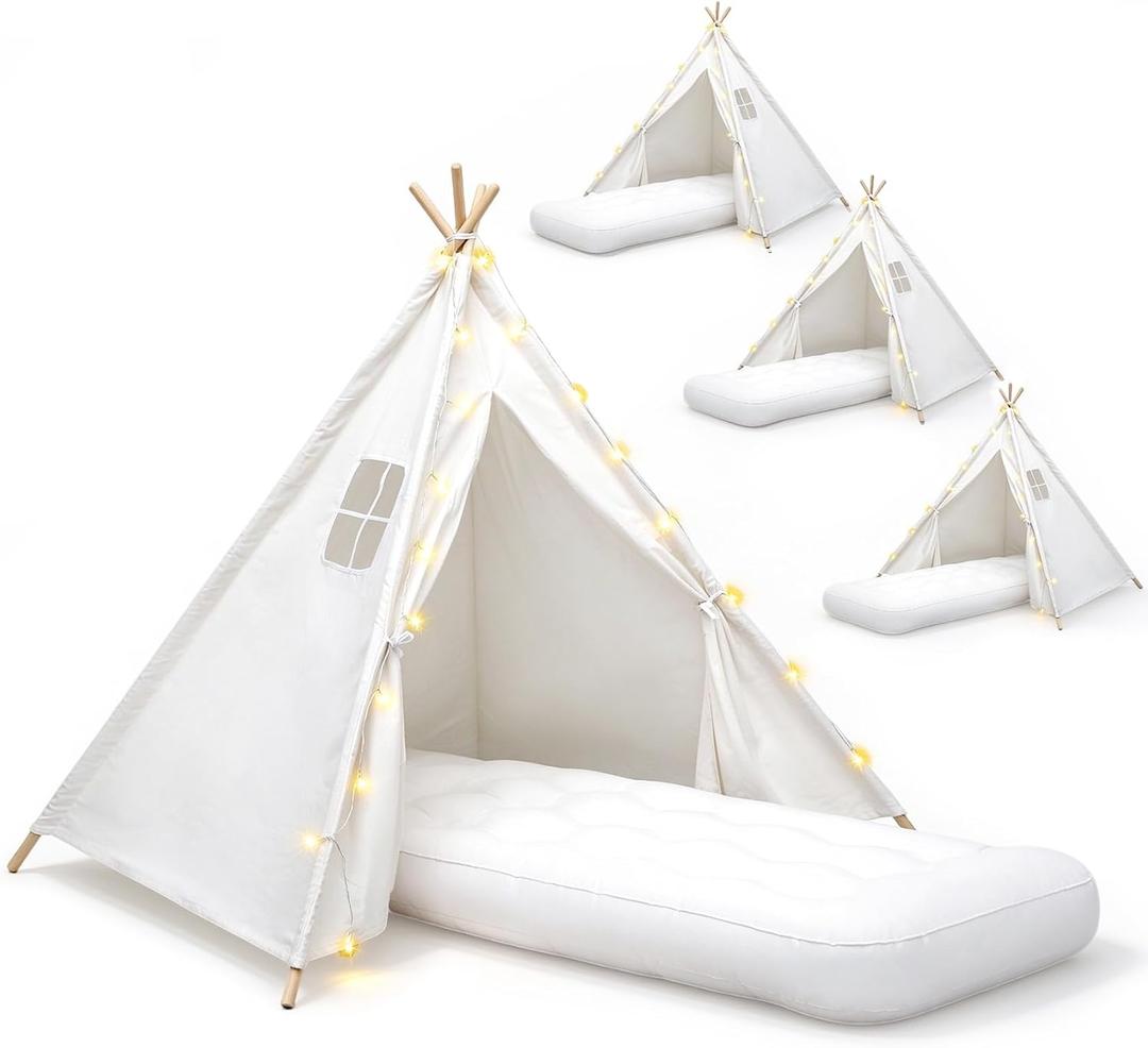 4 Pack Teepee Tent for Kids [Thickened], Kids Sleepover Teepee Tent Set