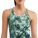 Seamless Ribbed Workout Racerback Tank Tops with Built in Bra for Women (Green, M)
