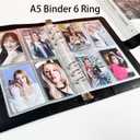 A5 Kpop Photocard Binder, 6 Ring Binder Collectors Album with 240 Card Slots, PU Leather Cover for Organizing K-Pop, Trading Cards, Game Cards & Memorabilia (Black)
