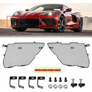 2Pcs Black Upgraded Front Radiator Guards Grille,Aluminum Front Outer Grill Low Profile Body Bumper Grille Vents Insert Mesh Set for Corvette C8 Stingray Z51 Convertible/HTC 2020-2025