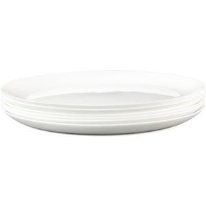 Dinner Plates Set of 6, Tempered Glass White Plates, 10-1/2-Inch Round Dish Set, Microwave & Dishwasher Safe Glass Plate Set