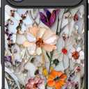 DEENAKIN for iPhone 17 Pro Case Cute, Aesthetic Floral Hard Shell, Compatible with Magsafe, Trendy Unique Cool Retro Western Coquette Protective Slim Phone Cover for Women Girls, Marbled Floral Veins