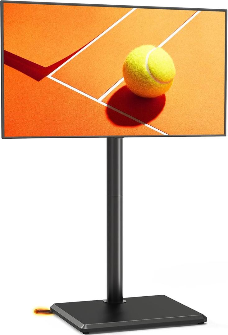 TVON Swivel Floor TV Stand with Mount for Most 32-60 Inch TVs up to 88 lbs, Height Adjustable TV Floor Stand Mount with Wood Base, Tall TV Stand for Bedroom, Corner & Living Room, Max VESA 400x400mm (BLACK)