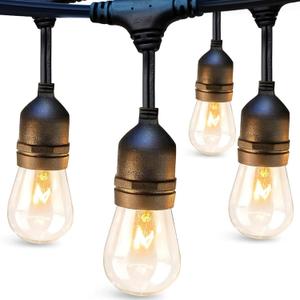 addlon 24FT Outdoor String Lights Commercial Grade Weatherproof Strand Edison Vintage Bulbs, ETL Listed Heavy-Duty Decorative Caf Market Patio Lights for Bistro Classic Black