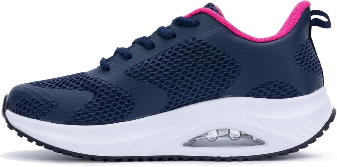 Autper Plantar Fasciitis Shoes Women Walking Arch Support Tennis Casual Athletic Nurse Orthotic Sneakers for Foot Pain Relief (6, Rose navy)