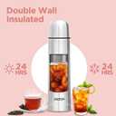Milton Thermosteel Flip Lid Flask 350, Double Walled Vacuum Insulated Thermos 350 ml | 12 oz | 24 Hours Hot and Cold Water Bottle with Cover, 18/8 Stainless Steel, BPA Free, Leak-Proof | Silver