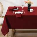 Softalker Christmas Jacquard Rectangle Tablecloth, Swirl Design Waterproof Stain Resistant Table Cover Wrinkle Free Heavy Weight Table Cloths for Dinner/Parties/Holiday - 60 x 84 Inch, Red