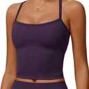 QBGJTD Womens Longline Sports Bras Cross Back Active Gym Yoga Padded Workout Crop Tank Top with Built in Bra, L