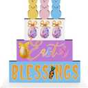 Easter Religious Decorations Christian Easter Decorations Blessed Signs Wooden Table Decor for Home Office Living Room Bathroom Bedroom Farmhouse Shelves Desk 6.4x6.4x0.2 inches