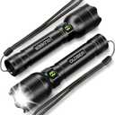 Rechargeable LED Flashlights High Lumens, 2 Pack 5 Modes Small Bright Handheld Flash Light, Zoomable, Powerful, Waterproof for Camping, Home Emergency
