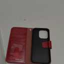 Arae Compatible with iPhone 15 Pro Case with Card Holder and Wrist Strap Wallet Flip Cover for iPhone 15 Pro 6.1 inch, Burgundy Red