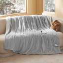 Bedsure Plaid Electric Blanket Twin - Flannel Sherpa Heated Blanket with Plaid Pattern, Heating with 6 Heating Levels, 10 Time Settings, 8-Hour Auto-Off, Warm Gifts for Grandma (Grey, 62"x84")