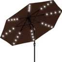 AreShark 9FT Patio Umbrella with Solar Lights, 32 Lighted Pool Umbrella w/Tilt and Crank, Outdoor Market Solar Umbrellas for Garden, Deck, Backyard, Pool and Beach, Brown