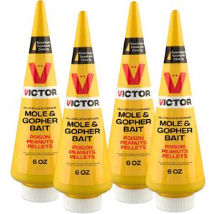 Victor M6006 Outdoor Mole & Gopher Poison Peanuts, Mole and Gopher Killer Bait, 4 Pack