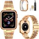 MioHHR Compatible with Apple Watch Band 42mm Series 11 10, Solid Stainless Steel Metal Strap Band for iWatch 42mm Series 11 10, Rose Gold