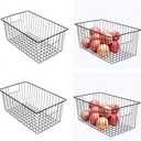 16inch Upright Freezer Organizer Baskets for 13-14,16-21 cu.ft Standup Freezer, Settle freezer chaos and reduce food waste effectively, Durable, Fully Use Space, Improve Air Circulate, Black, 4pcs