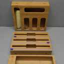 Calmbee 9 IN 1 Storage Bag Organizer for Kitchen Drawer, Bamboo Foil and Plastic Wrap with Cutter, Organizers Compatible Gallon, Quart, Sandwich Snack Size (Natural)