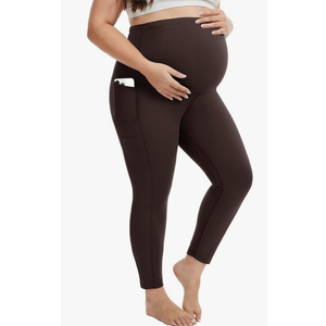 Fotociti Plus Size Maternity Leggings with Pockets Over the Belly,Pregnancy Pants for Casual Yoga Workout Lounge, XL