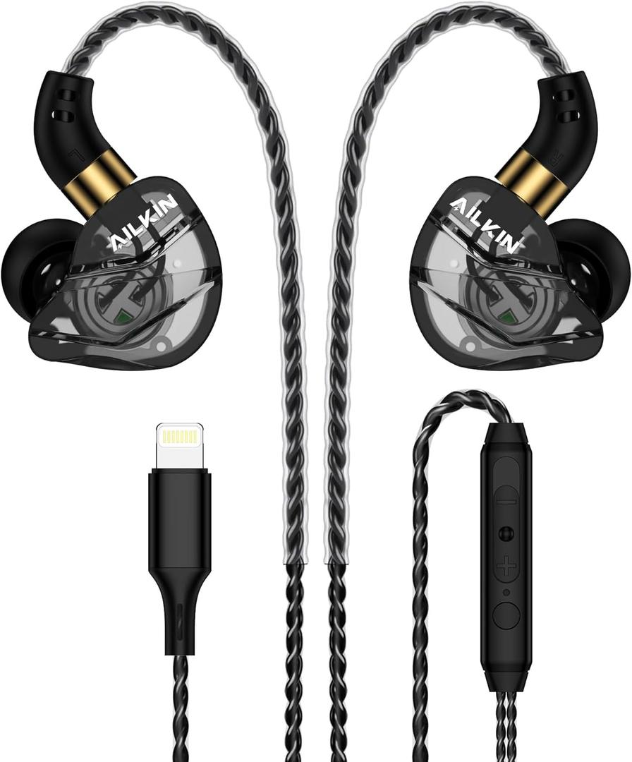 Lightning Earbuds for iPhone, Wired Headphones with Microphone & Volume Control, Noise Isolating in-Ear Earphones for Apple for iPhone 14/14Pro Max/13/13Pro/12/12Pro/11/XR/8, Over Ear Gaming Earbuds