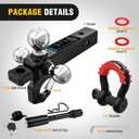 Nilight Trailer Hitch Tri-Ball Mount with Hook and Rotatable Tow Anti-Theft 3/4” Shackle Fits for 2inch Receiver Ball Size 1-7/8” 2” 2-5/16” GTW from 5000lbs to 10000lbs for RV SUV ATV Truck