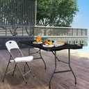 Folding Table 6ft, Heavy Duty Plastic Fold-in-Half Utility Table, Black