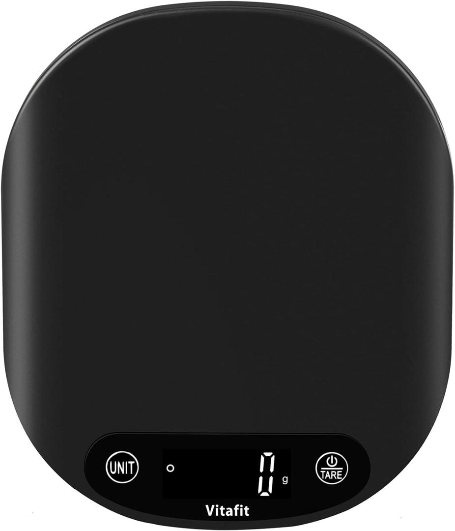 Vitafit 33lb/15kg Digital Food Scale in High Precision 0.1oz/1g, Our Own Kitchen Scale Professional Factory Since 2001, Home and Kitchen Essentials for Cooking and Baking, LED, 3*AAA Batteries, Black