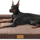 Patas Lague Orthopedic XL Dog Bed Large Sized Dog 48''X30'', Waterproof L Bolster Big Large Pet Sofa Beds with Removable Washable Cover, Soft Comfortable Pet Couch Crate Mat with Nonskid Bottom, Brown