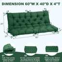 EverPine Porch Swing Cushions, 60x40 inch Outdoor Swing Cushion Replacement 2-3 Seater with Backrest, Waterproof Bench Cushion with Ties for Patio Furniture (Green)