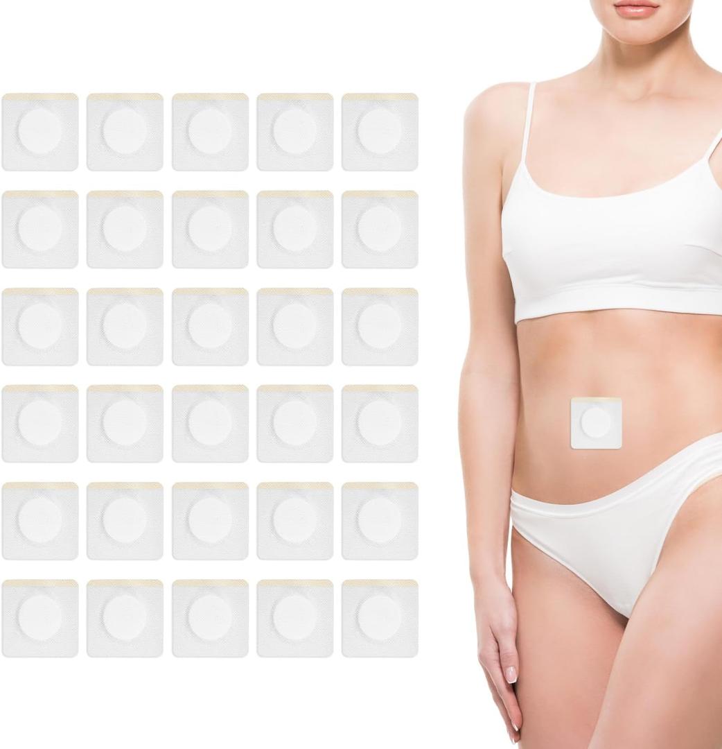 2 x 30pcs Castor Oil Belly Button Patch, Non-Woven Fabric 2.76x2.76in Castor Oil Cover Pads Good Absorbency Organic Cotton Disposable Self-Adhesive Pack Wrap No Leakage (Oil Not Included)