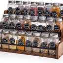 Aminigram Wood Spice Rack Organizer for Cabinet, 3 Tier Spice Shelf Storage, Kitchen Seasoning Organizer for Spice Bottles, Jars, Seasonings, Baking Supplies