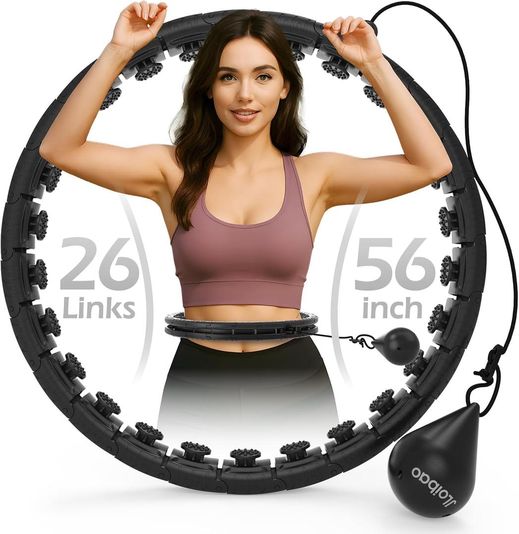 JLoibao Weighted Hula Circle with 26/32 Links(56-66 Inch) for Adults Weight Loss, Infinity Fitness Hoop Plus Size, for Women Smart Exercise Equipment