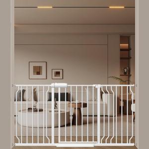 WAOWAO Baby Gate 52.76-62.2" Extra Wide Pressure Mounted Walk Through Swing Auto Close Safety White Metal Toddler Kids Child Dog Pet Puppy for Stairs,Doorways,Kitchen