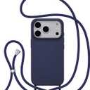 ZTOFERA for iPhone 17 Pro Case with Strap,Crossbody Phone Case with Adjustable Neck Shoulder Lanyard,Soft Silicone Shockproof Protective Phone Cover for iPhone 17 Pro 6.3 inch-Navy Blue