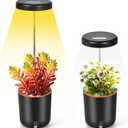 Full Spectrum Mini Grow Light with Self-Watering Planter - Adjustable Height Desk Pot for African Violet, Venus Fly Trap, Succulents, Small Indoor Plants, Office Home Decor