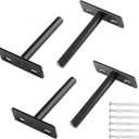 12 inch Black Hidden L Shelf Bracket (1/5 Inch Thicked) Iron Floating Shelf Brackets Rustic Industrial Metal Brackets for Shelf Support