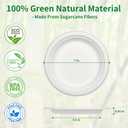 Aricsen 100 Pack 7 Inch Compostable Disposable Round Paper Plates, Natural White Biodegradable Sugarcane Bagasse PFAS-Free Eco-Friendly Dinner Plates for Party Wedding Picnic BBQ (100, 7 INCH)