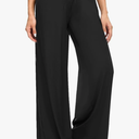 ZOOSIXX Soft Black Pajama Pants for Women, Wide Leg Comfy Casual Lounge Yoga Capri Pants 22'' / 30'' Size S