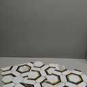 Soulscrafts 3-Sheet Peel and Stick Backsplash Tile 3'' Hexagon PVC White Marble Stone with Gold Metal Self-Adhesive Mosaic Decor Sticker for Kitchen Wall Tile Bathroom