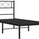 Black Metal Bed Frame, Heavy Duty Bed Frame with Headboard Black Powder Coated Steel Twin Bedframe for Bedroom