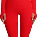 OQQ Women Long Sleeve Yoga Jumpsuits Workout Ribbed Bodysuits Pants Sexy One Piece L