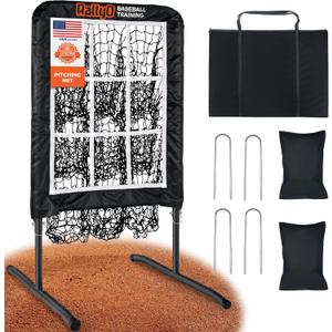 Pitching Net, 9 Hole Baseball & Softball Pitching Net with Strike Zone, Adjustable Pitching Target with 9 Pocket Design, Portable Pitching Practice Equipment