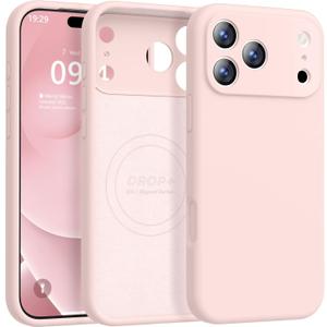 Ktele Magnetic for iPhone 17 Pro Max Case [Compatible with Magsafe] [Premium Silicone Satin-Smooth Touch] Slim Shockproof Anti-Scratch Microfiber Lining Case, 6.9 inch, Pink Sand